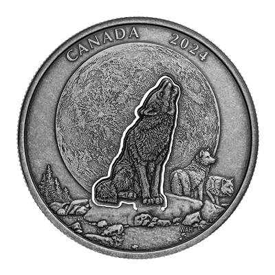 A picture of a 2 oz The Howling Wolf Silver Coin (2024)